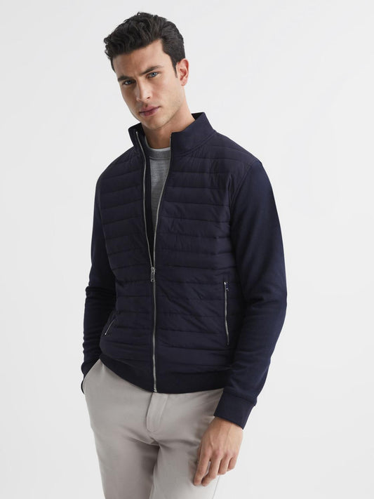 Reiss Coats & Jackets | Flintoff Quilted Hybrid Jacket Navy - Men
