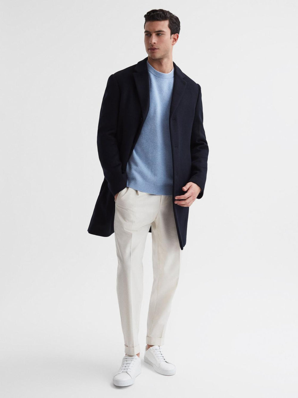 Reiss Coats & Jackets | Gable Single Breasted Wool Overcoat Navy - Men