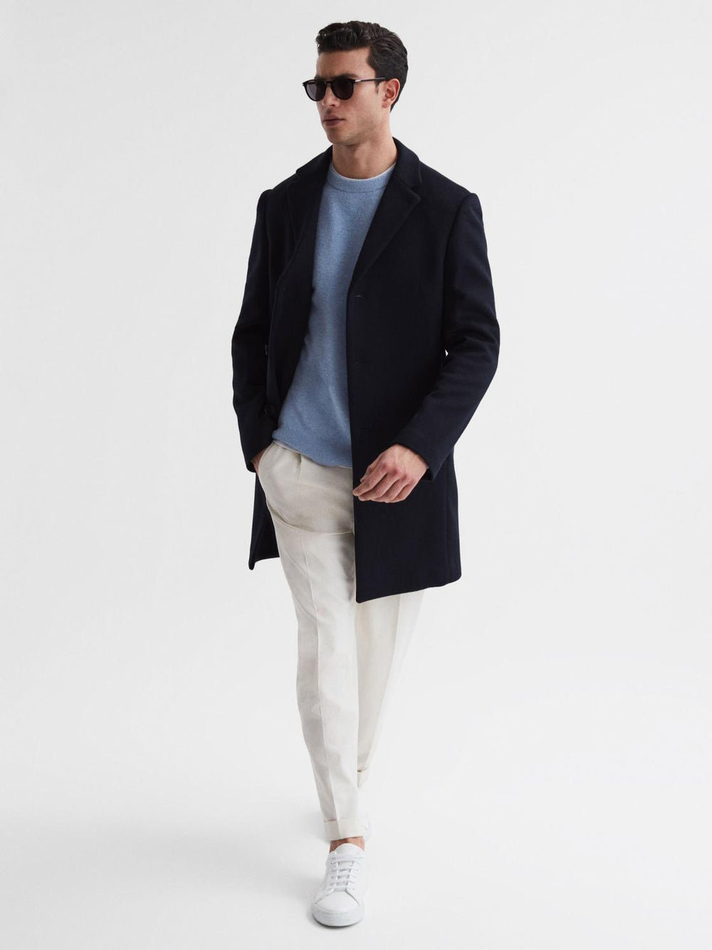 Reiss Coats & Jackets | Gable Single Breasted Wool Overcoat Navy - Men