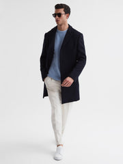 Reiss Coats & Jackets | Gable Single Breasted Wool Overcoat Navy - Men
