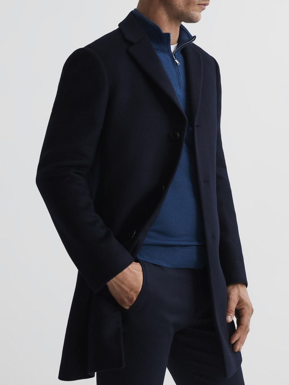 Reiss Coats & Jackets | Gable Single Breasted Wool Overcoat Navy - Men