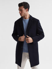 Reiss Coats & Jackets | Gable Single Breasted Wool Overcoat Navy - Men