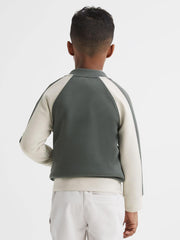 Reiss Coats & Jackets | Giles Long Sleeve Interlock Bomber Jacket Light Khaki/ecru - Children