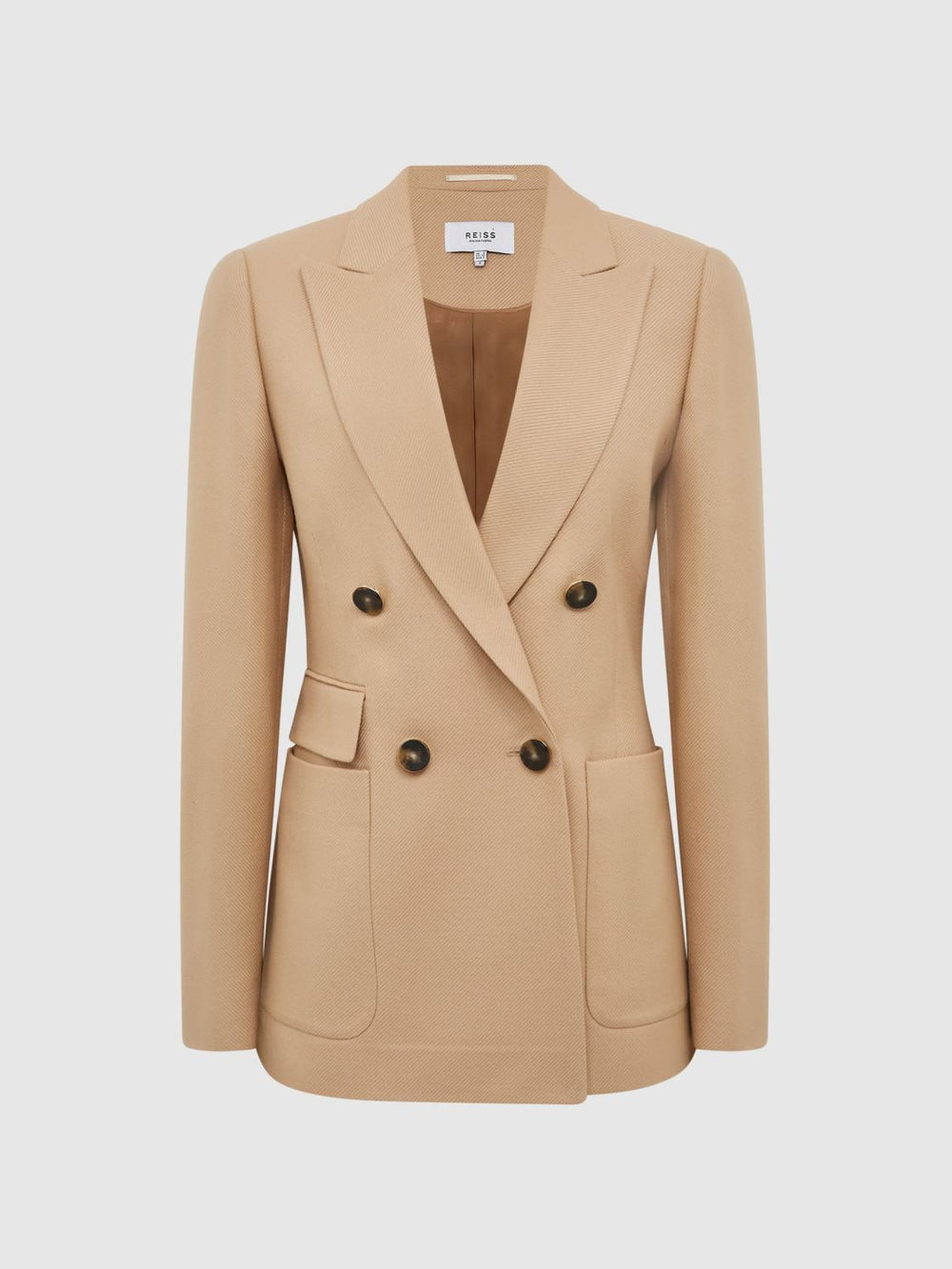 Reiss Coats & Jackets | Larsson Double Breasted Twill Blazer Camel - Women