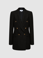 Reiss Coats & Jackets | Laura Double Breasted Twill Blazer Black - Women