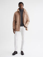 Reiss Coats & Jackets | Mandarin Zip Through Cashmere Coat Cream - Men
