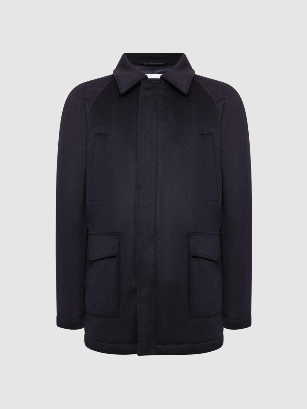 Reiss Coats & Jackets | Mandarin Zip Through Cashmere Coat Navy - Men