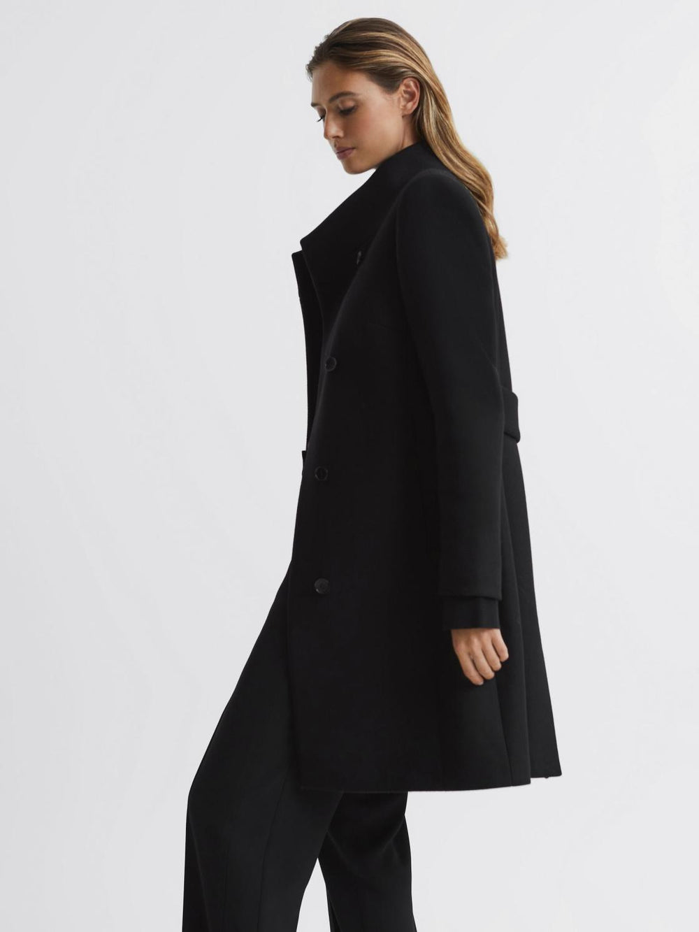 Reiss Coats & Jackets | Mia Wool-Blend Mid Length Coat Black - Women