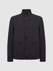Reiss Coats & Jackets | Ozark High Neck Button Through Blouson Jacket Navy - Men
