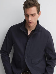 Reiss Coats & Jackets | Ozark High Neck Button Through Blouson Jacket Navy - Men