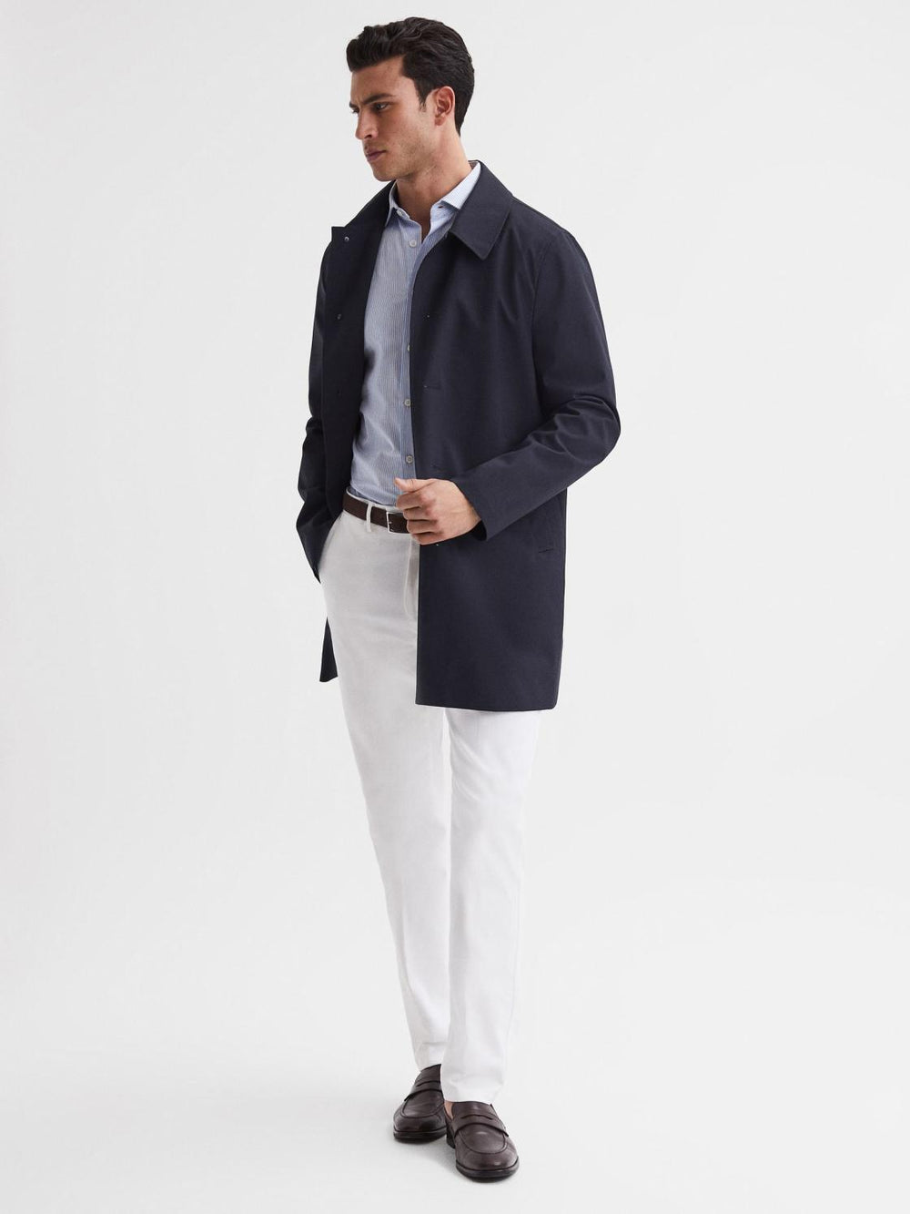 Reiss Coats & Jackets | Perrin Mac With Removable Zip Neck Insert Navy - Men