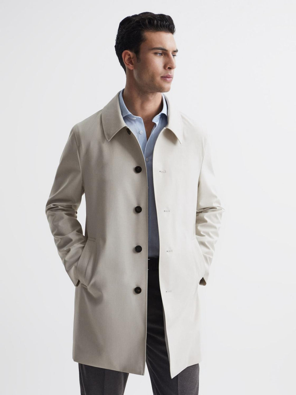Reiss Coats & Jackets | Perrin Mac With Removable Zip Neck Insert Stone - Men