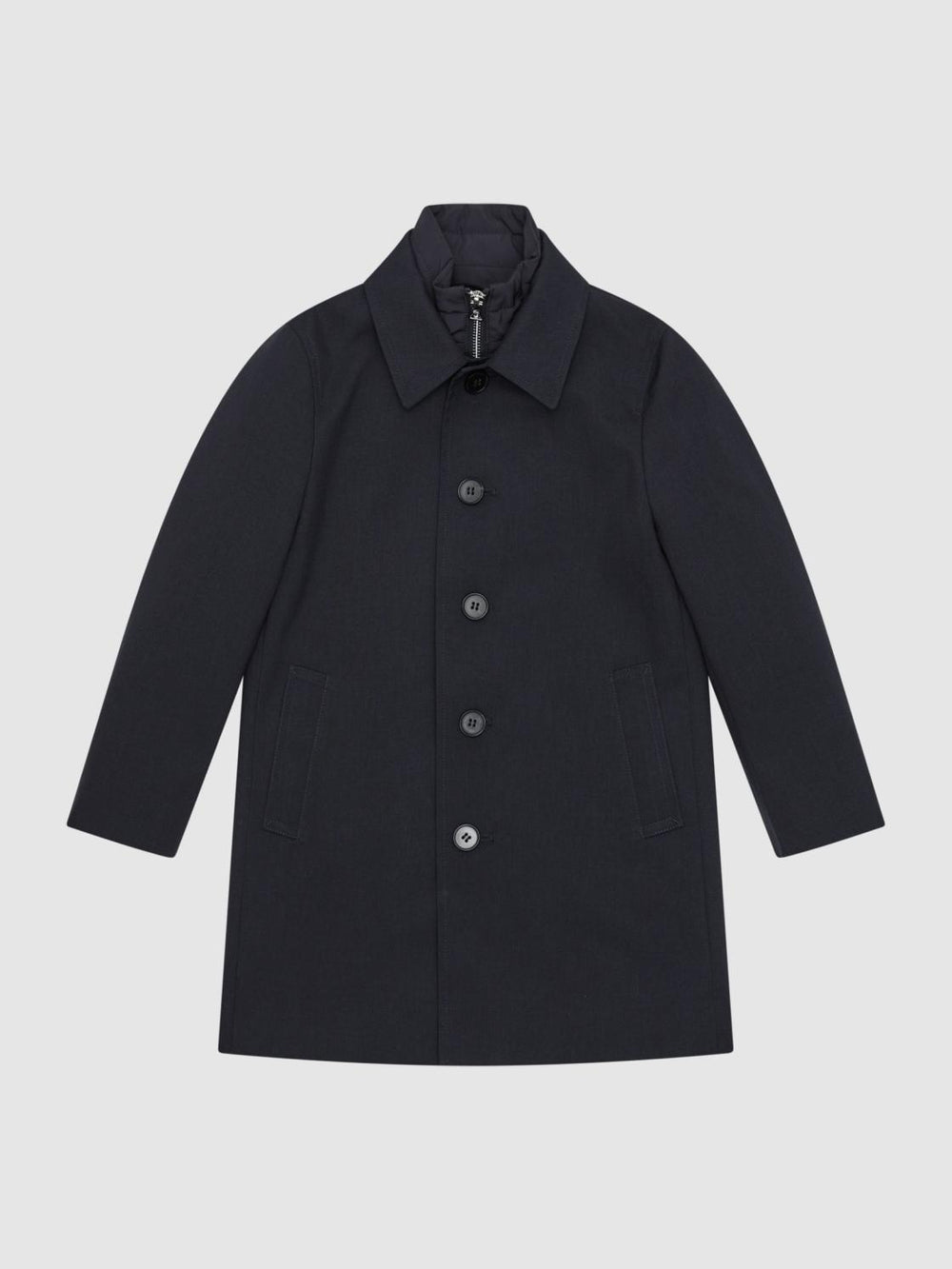 Reiss Coats & Jackets | Perrin Mac With Zip Through Funnel Neck Insert Navy - Children