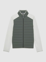 Reiss Coats & Jackets | Player Funnel Neck Hybrid Quilted Jacket Sage/white - Men