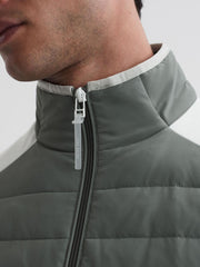 Reiss Coats & Jackets | Player Funnel Neck Hybrid Quilted Jacket Sage/white - Men
