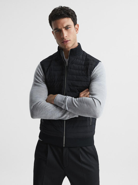 Reiss Coats & Jackets | Pluto Hybrid Quilted Gilet Black - Men