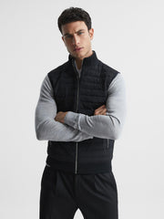 Reiss Coats & Jackets | Pluto Hybrid Quilted Gilet Black - Men