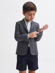 Reiss Coats & Jackets | Progress Junior Puppytooth Single Breasted Blazer Navy/brown Puppytooth - Children
