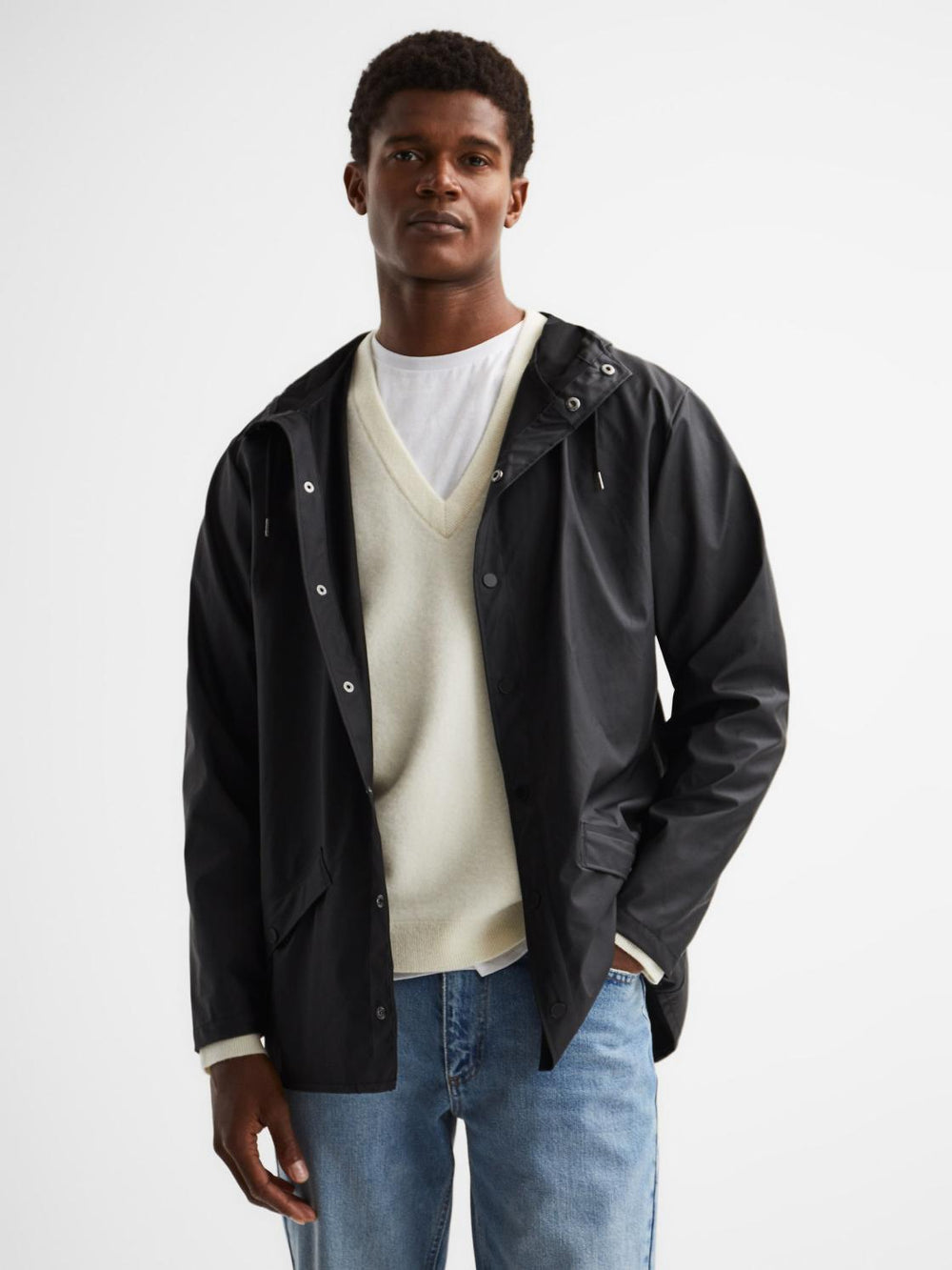 Reiss Coats & Jackets | Rains Hooded Raincoat Jacket Black - Men