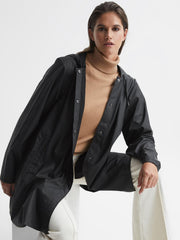 Reiss Coats & Jackets | Rains Rains Hooded A-line Jacket Black - Women