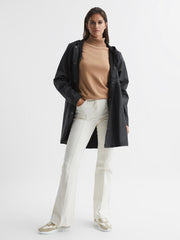 Reiss Coats & Jackets | Rains Rains Hooded A-line Jacket Black - Women