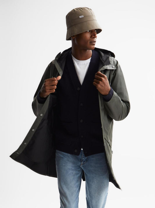 Reiss Coats & Jackets | Rains Rains Longline Hooded Jacket Dark Green - Men