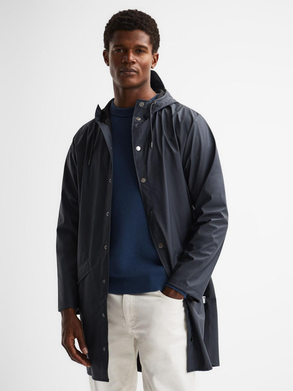 Reiss Coats & Jackets | Rains Rains Longline Hooded Jacket Dark Green - Men