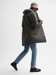 Reiss Coats & Jackets | Rains Rains Longline Hooded Jacket Dark Green - Men