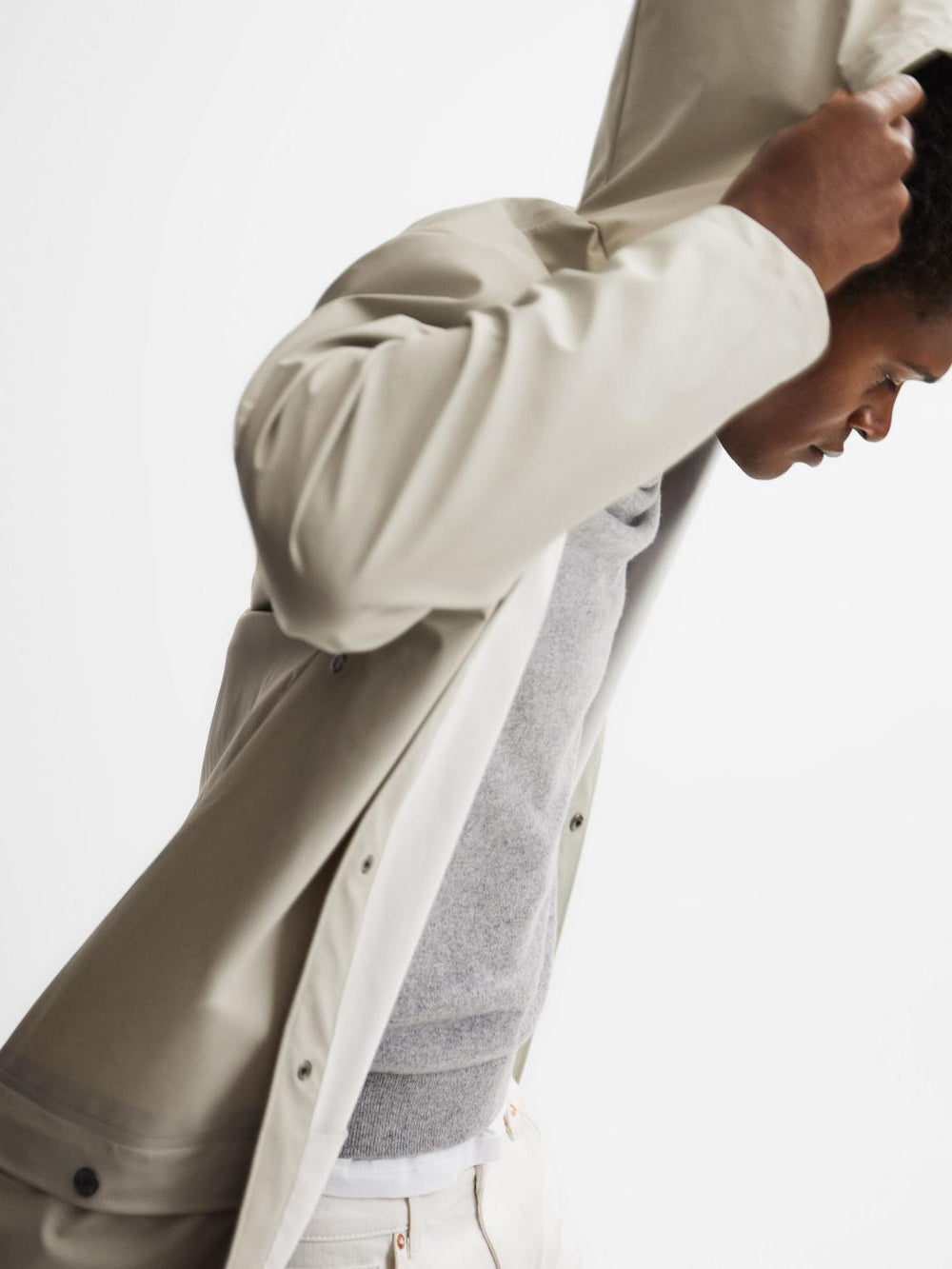 Reiss Coats & Jackets | Rains Rains Longline Hooded Jacket Dark Green - Men