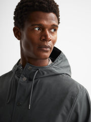 Reiss Coats & Jackets | Rains Rains Longline Hooded Jacket Dark Green - Men