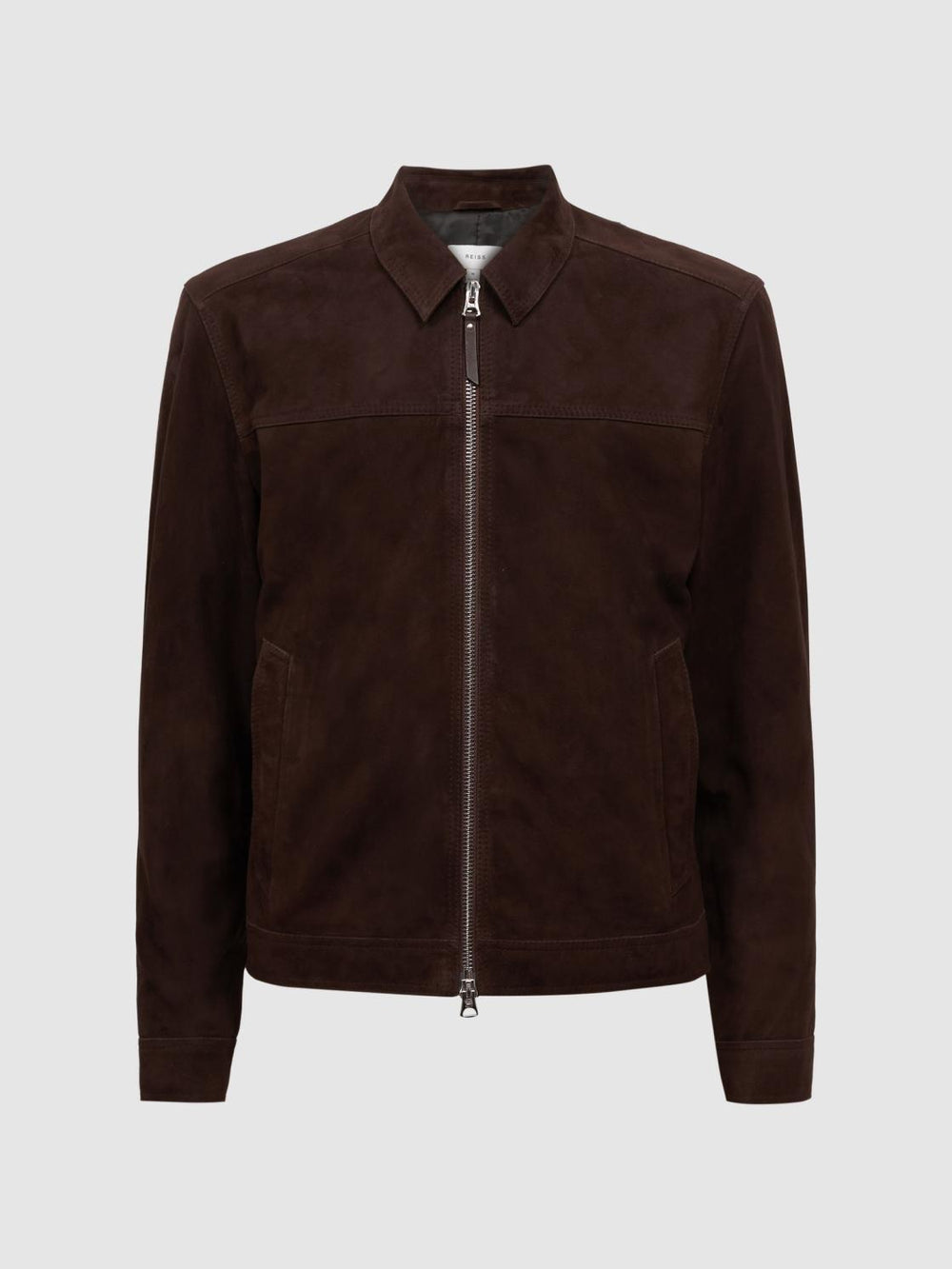 Reiss Coats & Jackets | Riley Suede Zip-Through Jacket Chocolate - Men