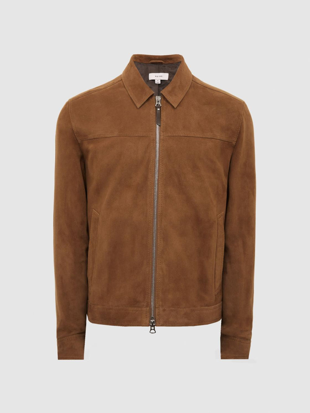 Reiss Coats & Jackets | Riley Suede Zip-Through Jacket Chocolate - Men