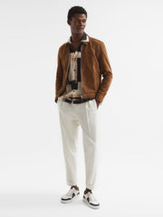 Reiss Coats & Jackets | Riley Suede Zip-Through Jacket Chocolate - Men