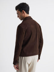 Reiss Coats & Jackets | Riley Suede Zip-Through Jacket Chocolate - Men