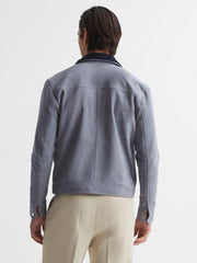 Reiss Coats & Jackets | Riley Suede Zip-Through Jacket Slate Blue - Men