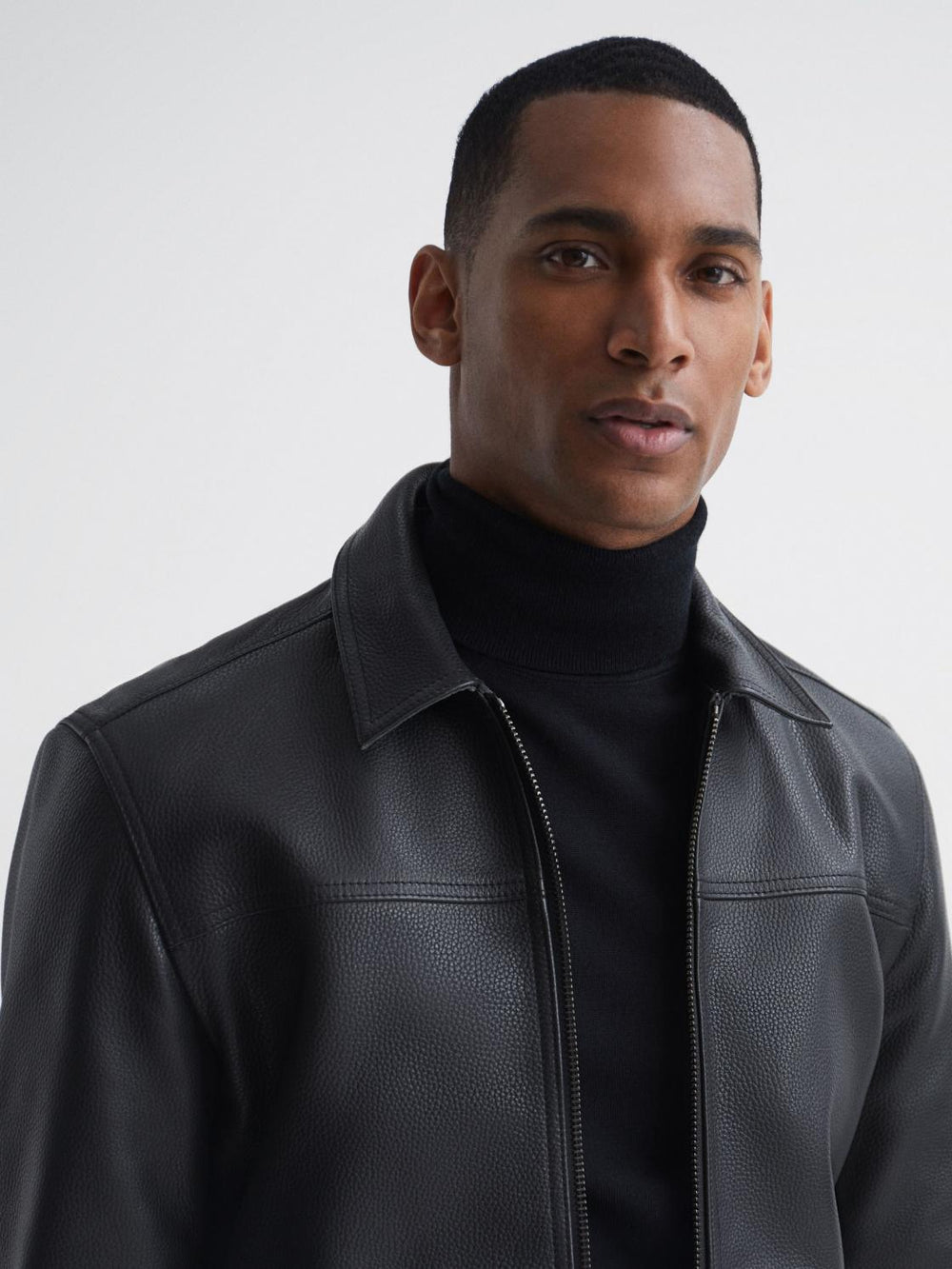 Reiss Coats & Jackets | Roland Zip Through Leather Jacket Black - Men
