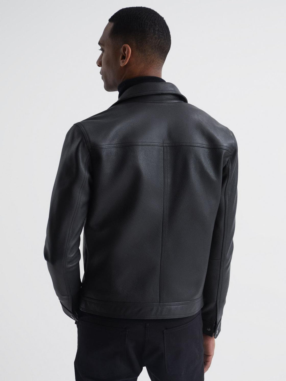 Reiss Coats & Jackets | Roland Zip Through Leather Jacket Black - Men