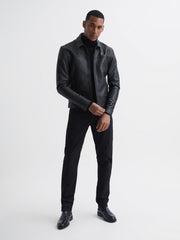 Reiss Coats & Jackets | Roland Zip Through Leather Jacket Black - Men