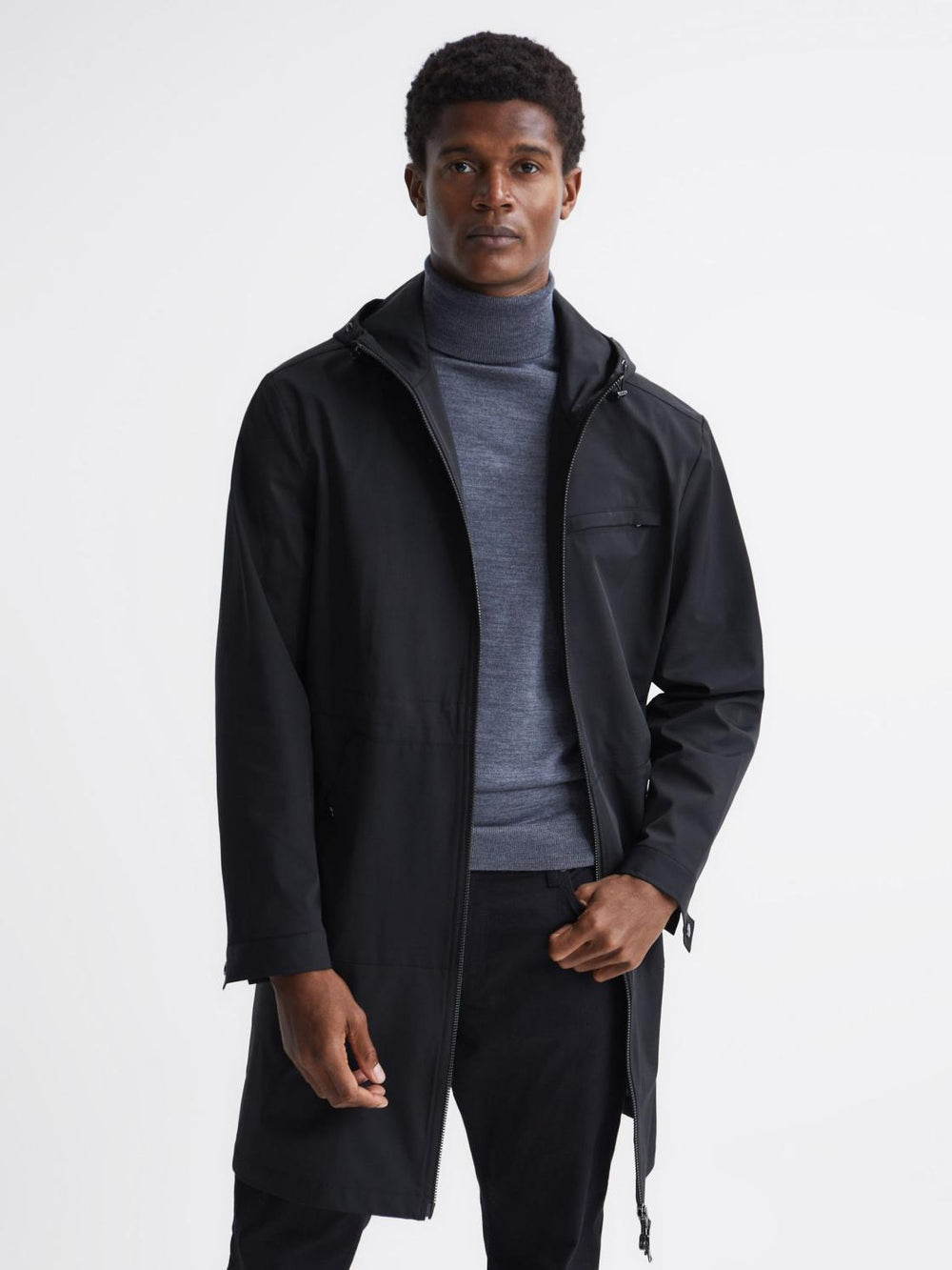 Reiss Coats & Jackets | Sidahn Hooded Parker Black - Men