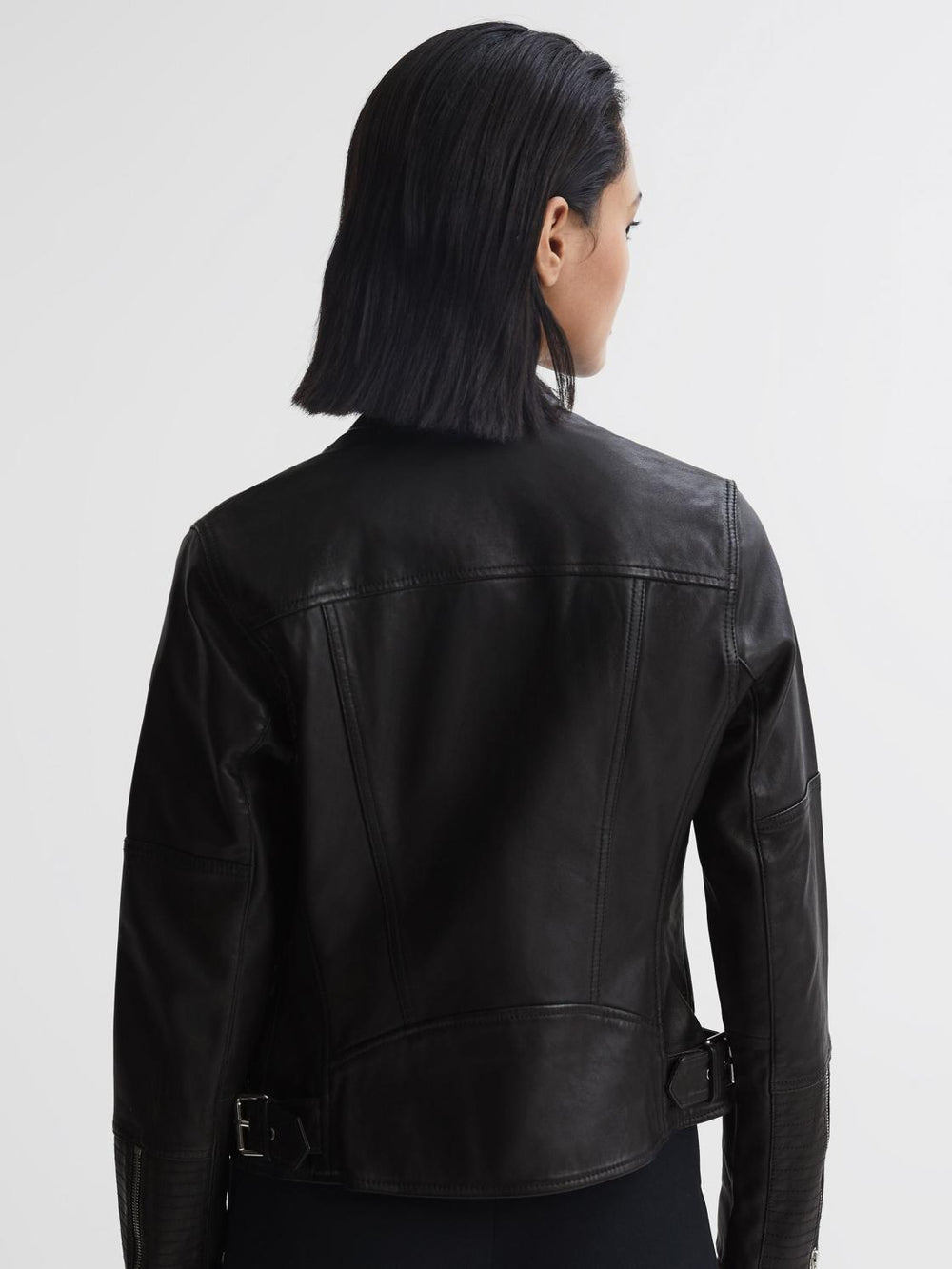Reiss Coats & Jackets | Tallis Leather Biker Jacket Black - Women