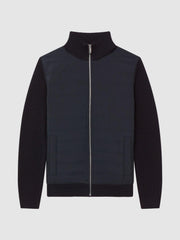 Reiss Coats & Jackets | Trainer Hybrid Zip Through Quilted Jumper Navy - Men