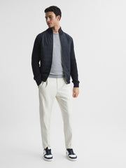 Reiss Coats & Jackets | Trainer Hybrid Zip Through Quilted Jumper Navy - Men