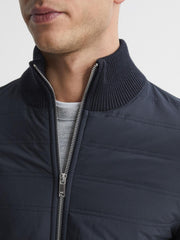 Reiss Coats & Jackets | Trainer Hybrid Zip Through Quilted Jumper Navy - Men