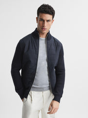 Reiss Coats & Jackets | Trainer Hybrid Zip Through Quilted Jumper Navy - Men