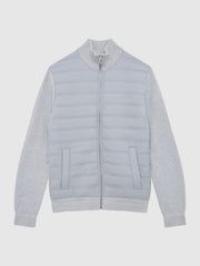 Reiss Coats & Jackets | Trainer Hybrid Zip Through Quilted Jumper Soft Grey - Men