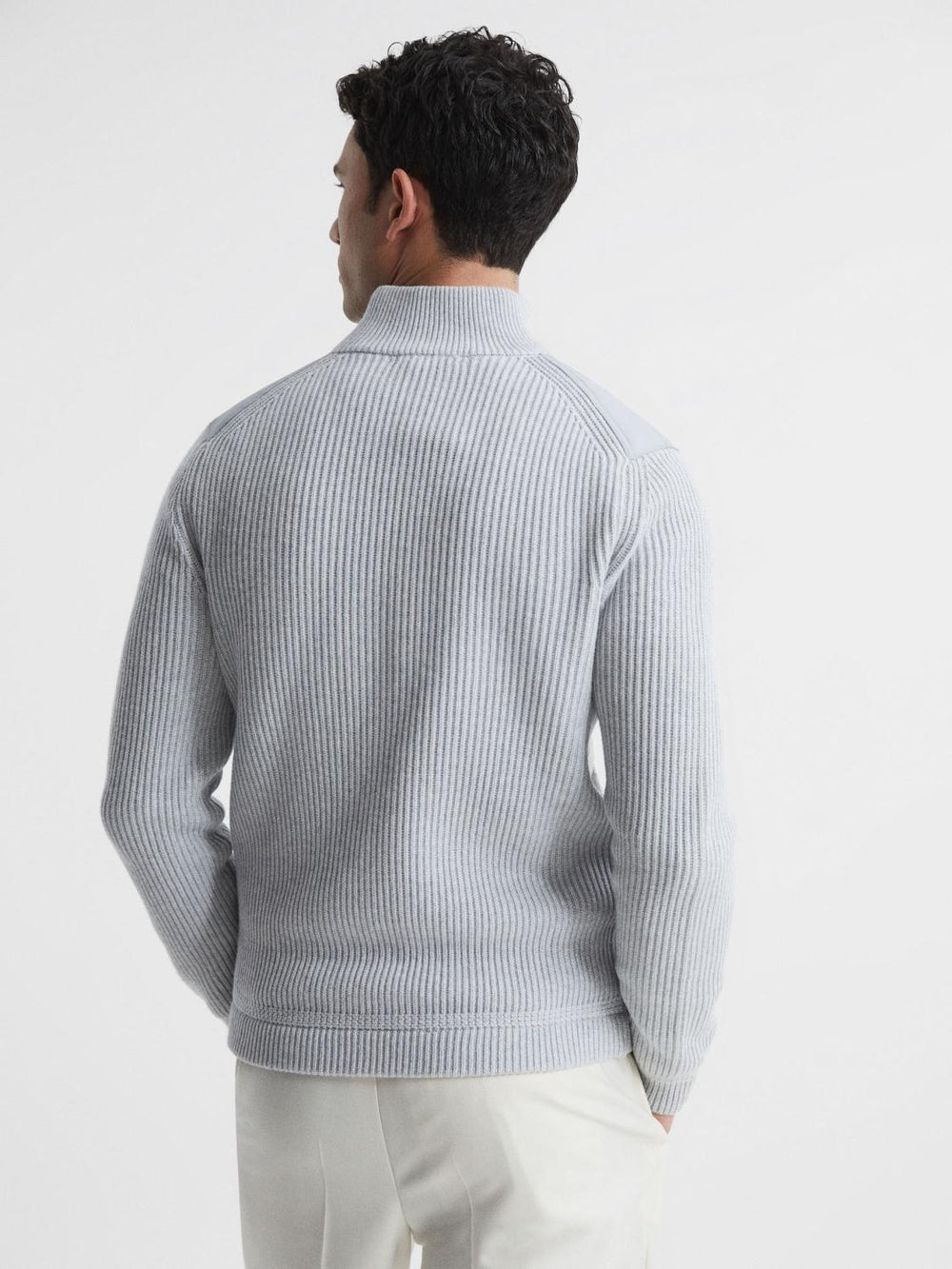 Reiss Coats & Jackets | Trainer Hybrid Zip Through Quilted Jumper Soft Grey - Men