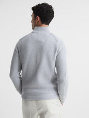 Reiss Coats & Jackets | Trainer Hybrid Zip Through Quilted Jumper Soft Grey - Men