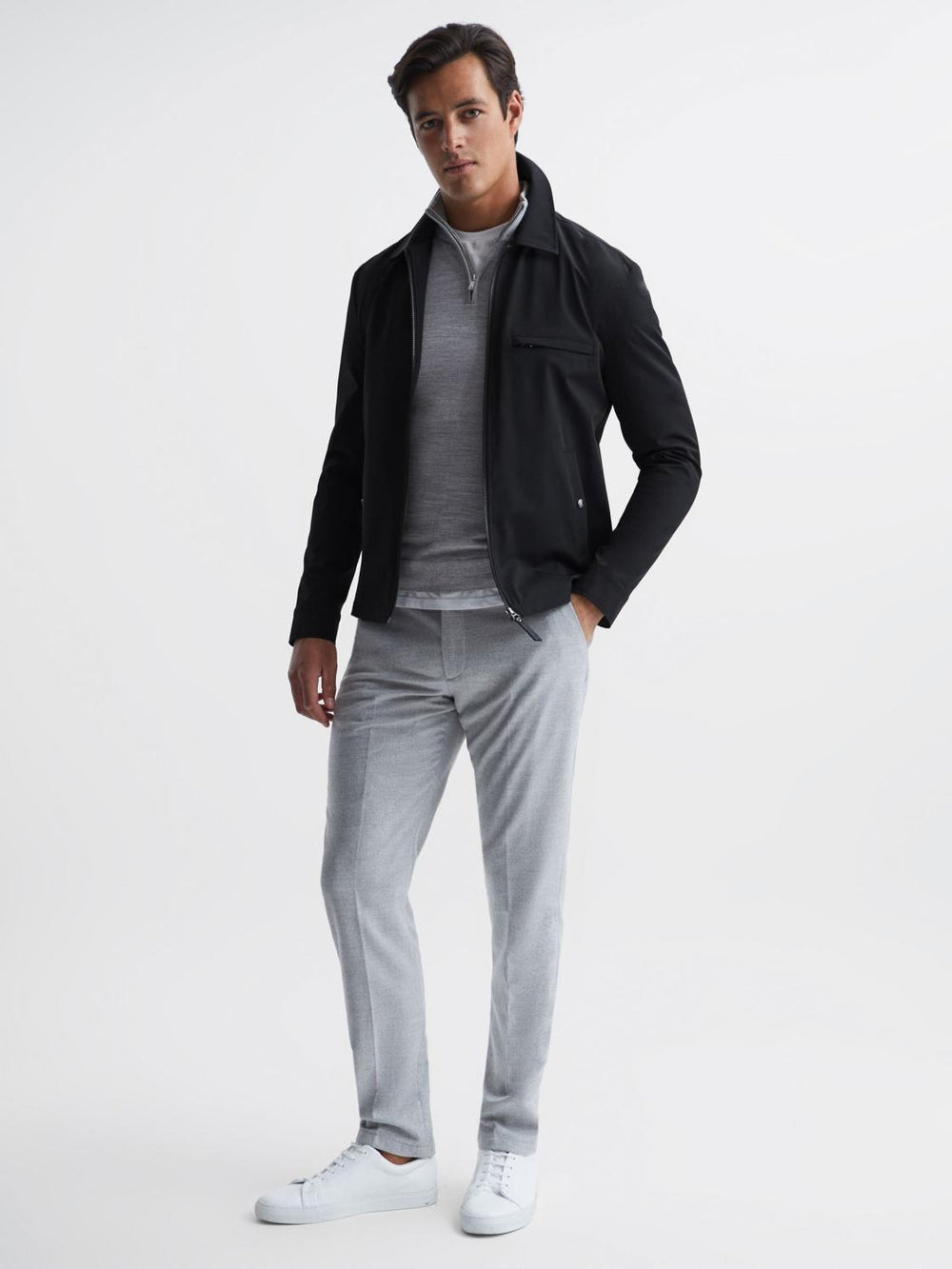 Reiss Coats & Jackets | Tyrone Zip Through Harrington Jacket Black - Men