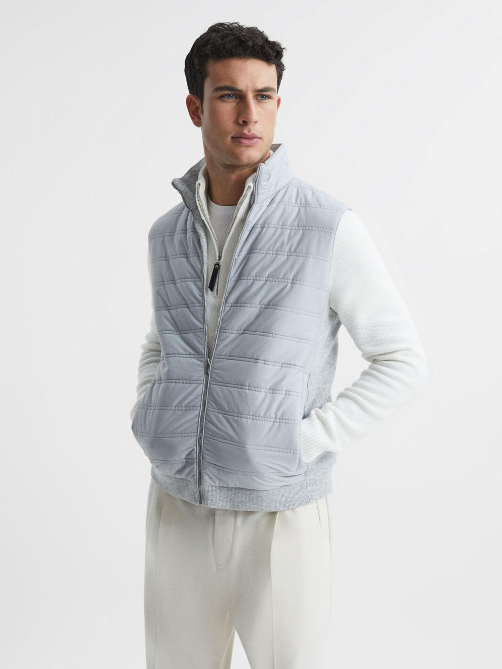 Reiss Coats & Jackets | William Quilted Gilet Soft Grey - Men