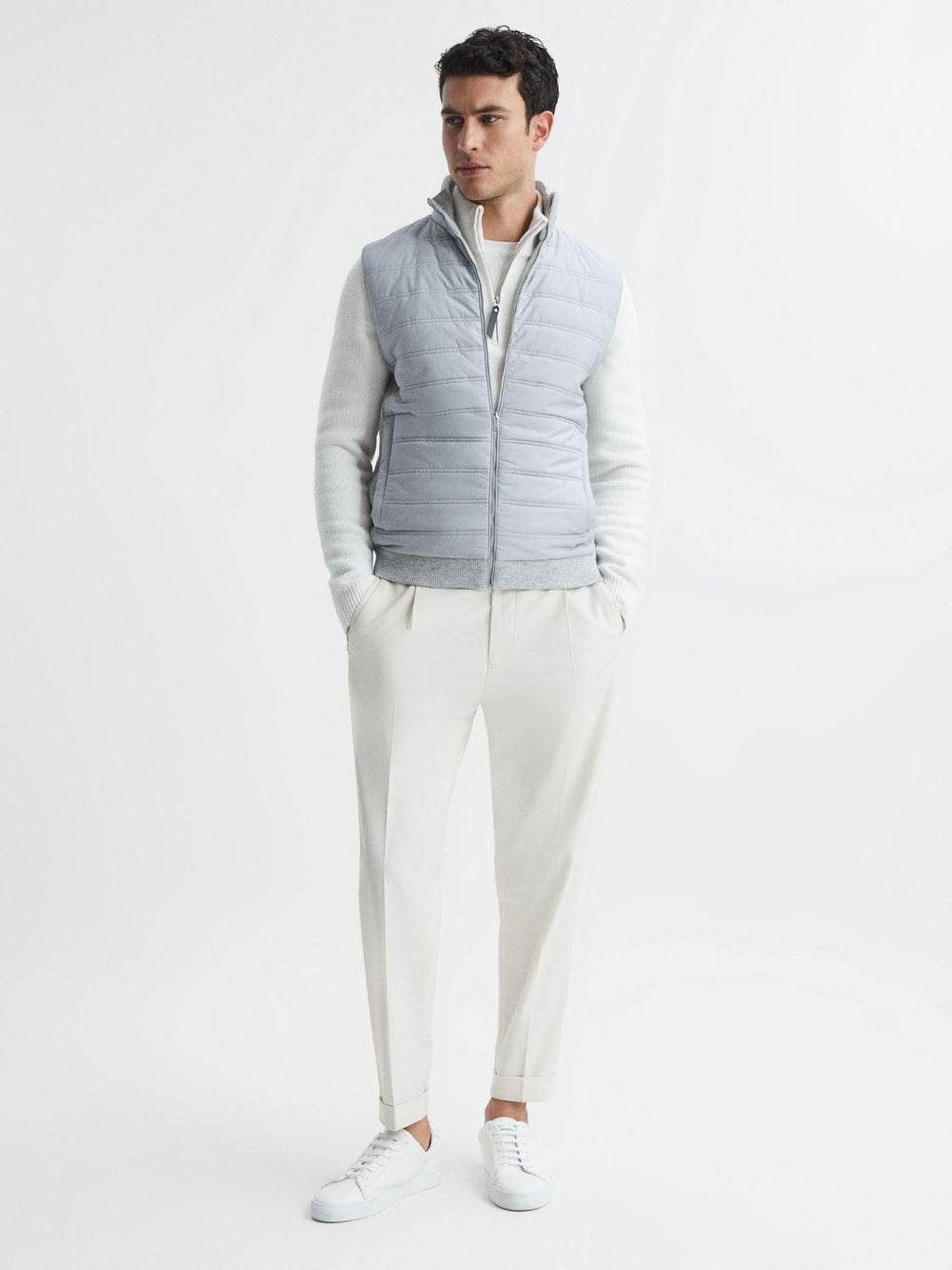 Reiss Coats & Jackets | William Quilted Gilet Soft Grey - Men
